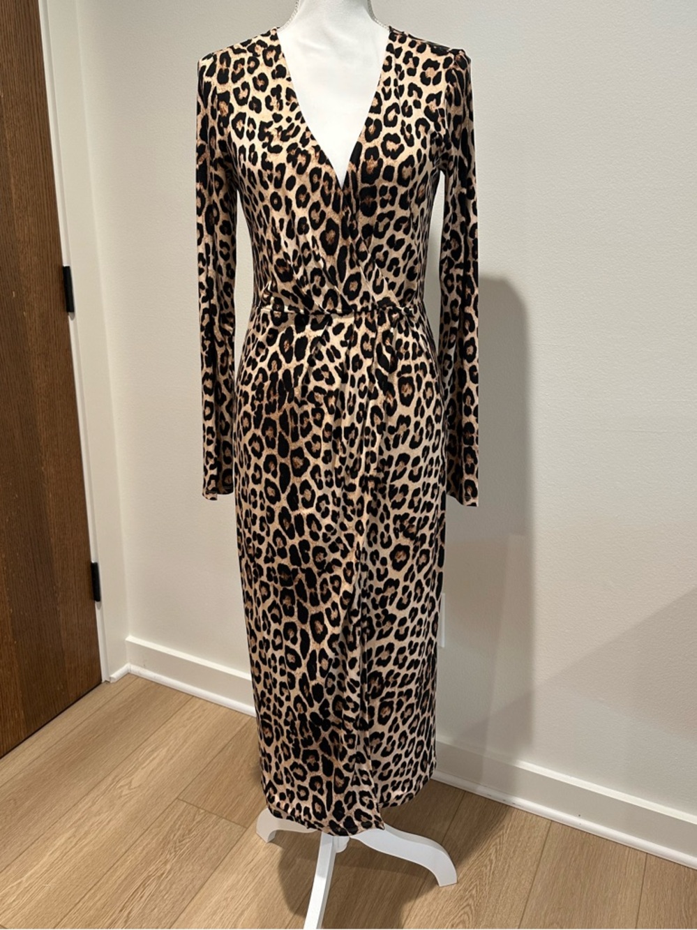 Good American Faux Wrap leopard Midi Dress - size 3/Large